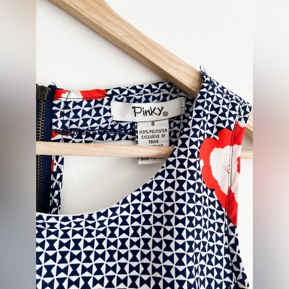 Pinky Retro Floral Cut Out Dress, Size Small, Navy, White, Red - Picture 9 of 11